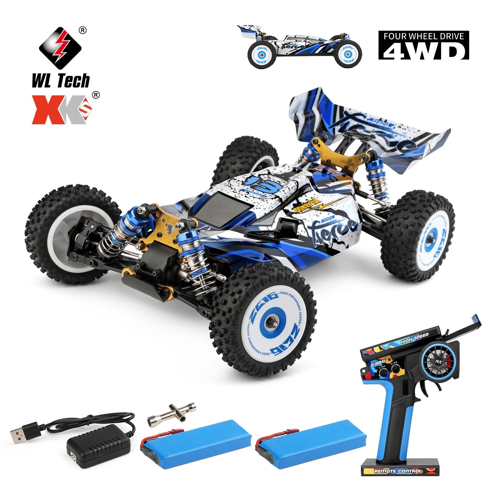 WLtoys 124017 Brushless 1:12 RC Car, Max 75KM/H High-Speed O