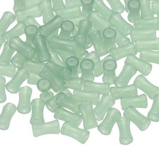 100 Pcs Glass Tube Beads, 6x12mm Bamboo Stick Tube Beads, Deep Green