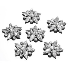 6Pcs Handmade Star Beaded Patches Crystal Rhinestone Appliques Black White