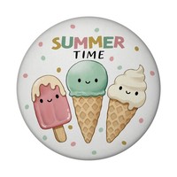 Eiscreme Magnet Rund Mit Spruch Summer Time