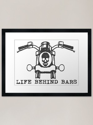 Leben hinter Gittern Motorrad Harley gerahmtes Wandbild Poster Leinwanddruck Bild