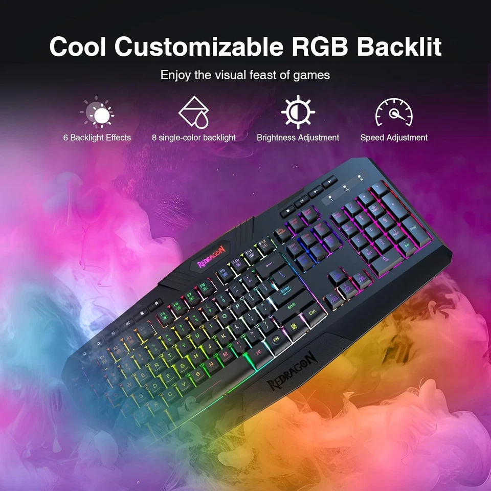 Redragon S101-KS Wireless Gaming Keyboard and Mouse Combo RGB Backlit 8000DPI - Image 4 of 4