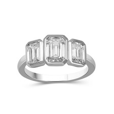 Diamonair 2.50 Emerald cut Lab Grown Diamond (F/VS+) 14K Gold Bezel Set Ring