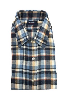 Vintage Arrow Men s Flannel Button Up Long Slv NWT Plaid Blue White Black Size L