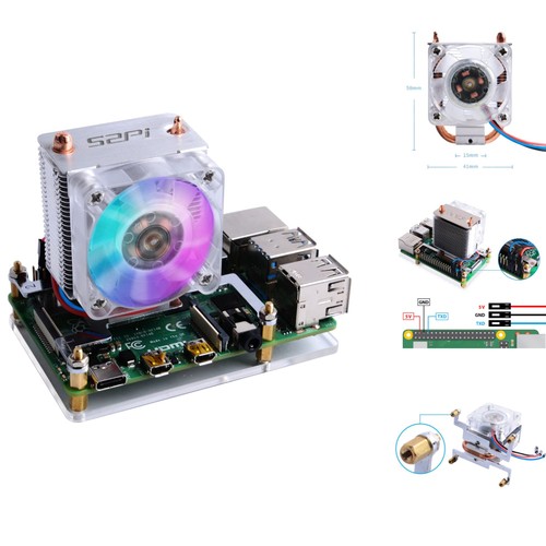ICE Tower Cooler for Raspberry Pi, RGB Cooling Fan with Heatsink for Raspberr...