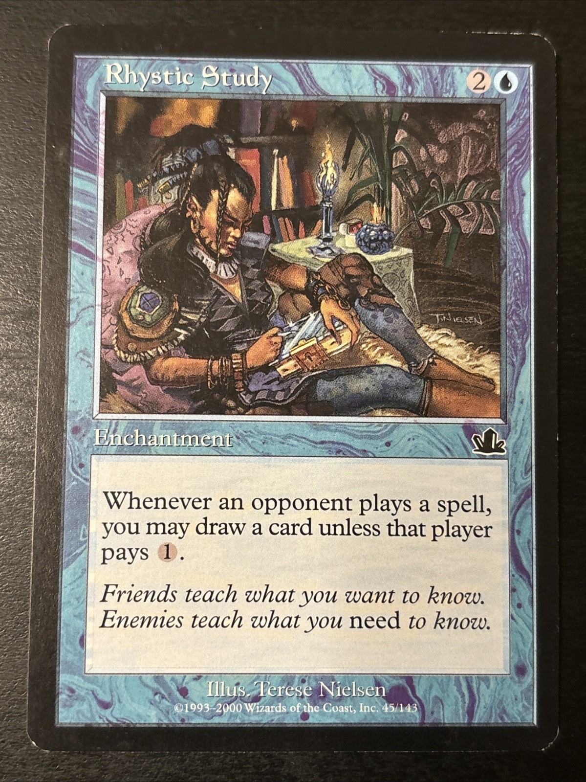 MTG Rhystic Study Prophecy Regular Of Rhystiv Study 2000 Mtg Black Border Lp