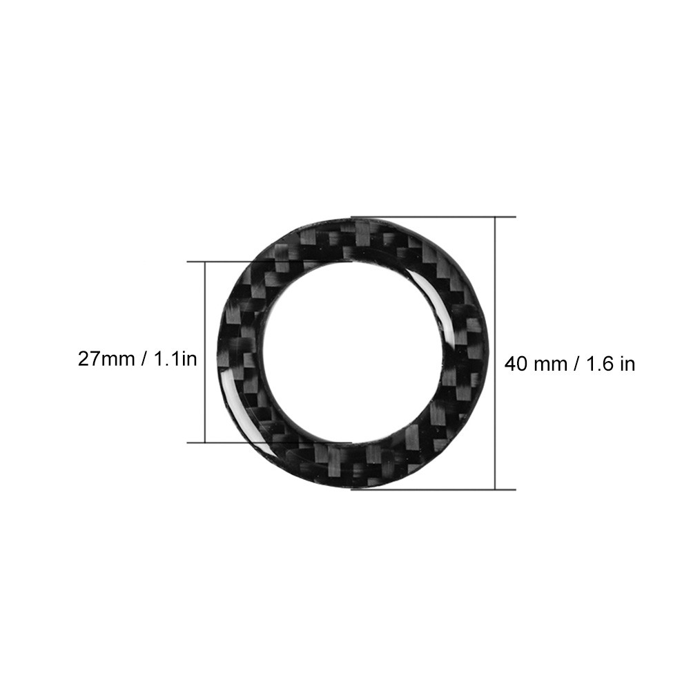 Carbon Fiber Interior Ignition Keyhole Button Ring Cover Fit For
