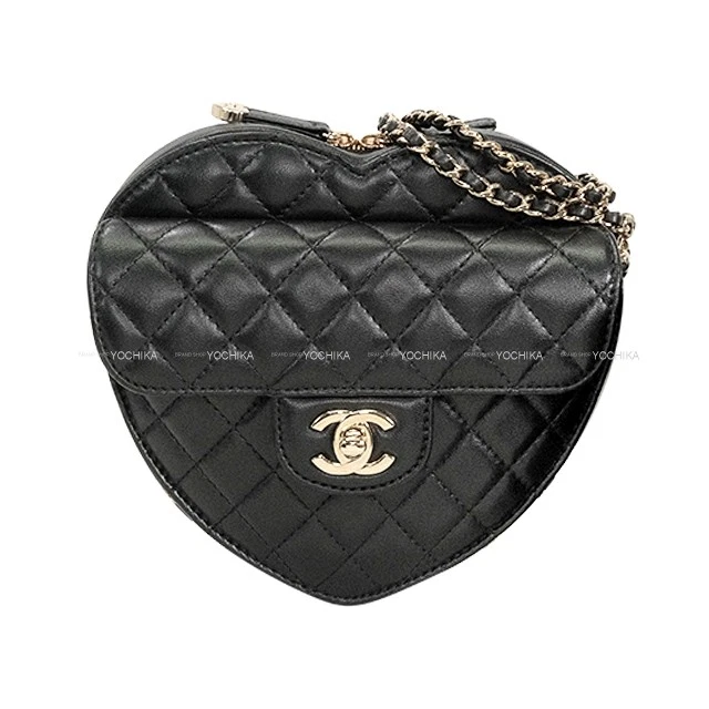 Chanel — [Pre-loved] CHANEL Heart Shape Matelasse COCO Mark Large Noir (Black) Lambsk...