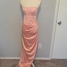 Bardot Pink Strapless Ruched Prom Dress