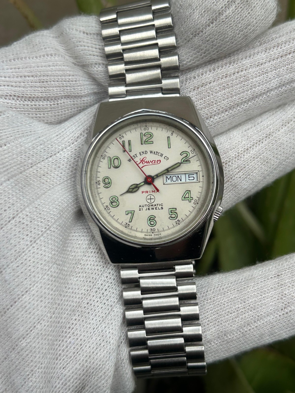 West Watch Watch Men's Automatic 21 Vintage Co End Dial Sowar Prima White Jewels - vintagewatches.pk