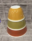 Vintage Pyrex Americana Fall Colors wWhite Band Mixing Bowl Set 401, 402,403 EUC