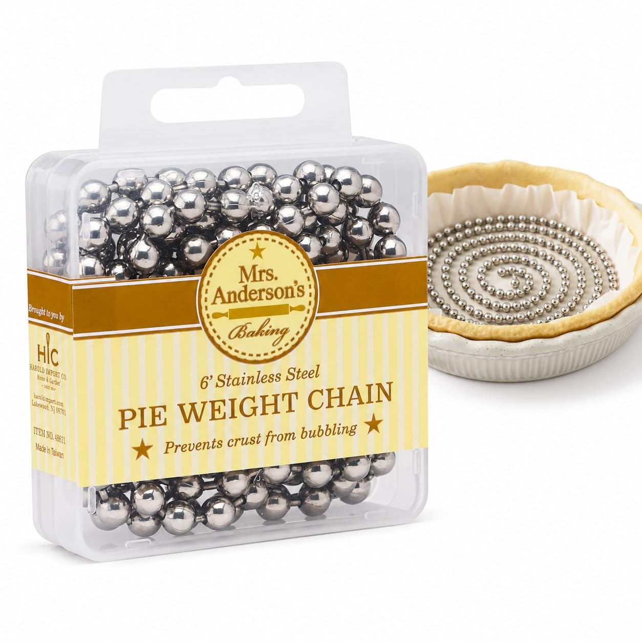 Mrs. Anderson's Baking Pie Weight Chain, 6-Ft, Single Silver