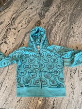 Vintage PINK Victoria Secret Love Dog All Over Print Zip Hoodie Sweatshirt Y2K L