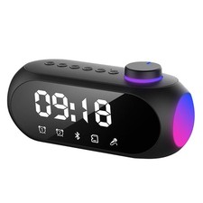 Portable FM Radio Receiver Hifi Sound RGB Bluetooth Speaker with Clock8242