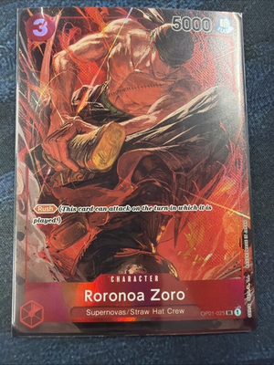 #ad One Piece CCG Roronoa Zoro OP01 025 SR Romance Dawn Alt Art NM $325.00