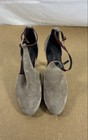 Calvin Klein Cherilyn Grey Suede Burgundy Ankle Strap Pumps Heels Women's Size 7 — photo 1