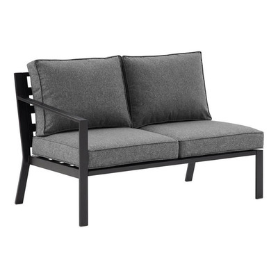 #ad Crosley Furniture Clark Fabric Outdoor Sectional Left Side Loveseat in Charcoal $307.61