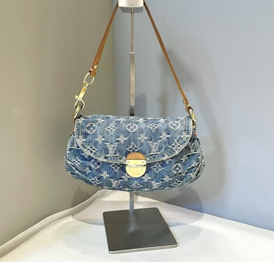 バッグ Louis Vuitton M95216 MINI PLEATY DENIM LOUIS VUITTON Mini Pleaty Monogram Denim Shoulder Bag Handbag Blue