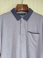 TravisMathew Polo Shirt Mens XL Gray Blue Pima Cotton Blend Pocket Golf Casual