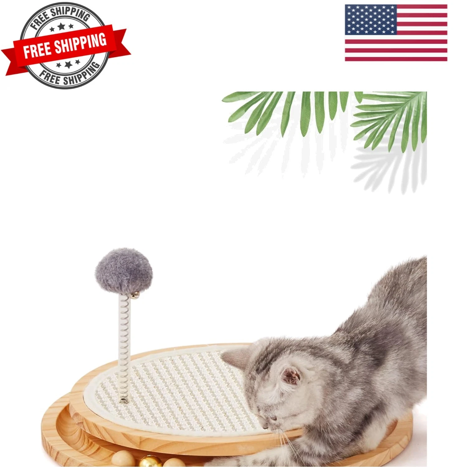Cat Scratcher, Cat Natural Sisal Scratching Pad, Kitten Interactive Toy with ...