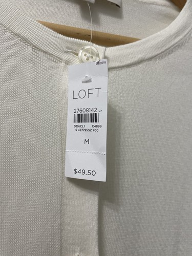 NWT Loft Button Up Women’s Cardigan Cream Ivory Colour Medium Office Career Wear - Picture 5 of 9