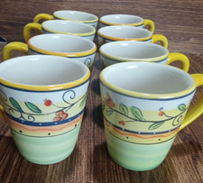 PHILIPPE RICHARD ITALIA COFFEE MUGS TEA CUPS Hand Painted 4&rdquo; Vintage Set Of 8