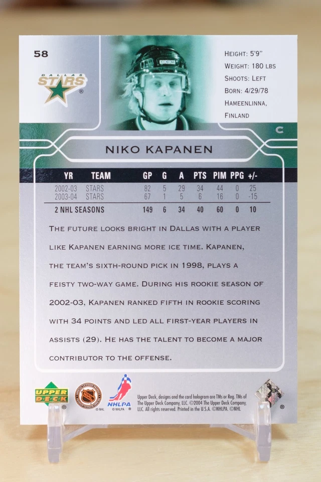 2004-05 Upper Deck Base #58 Niko Kapanen - Dallas Stars - Image 2 of 2