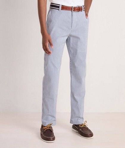 NWT Vineyard Vines Seersucker Breaker Pants Bayside Blue Youth 14