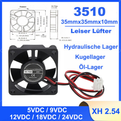 Lüfter DC Brushless 35x35x10mm 5V 12V 24V 2Pin Dt für Computer,3D Drucker