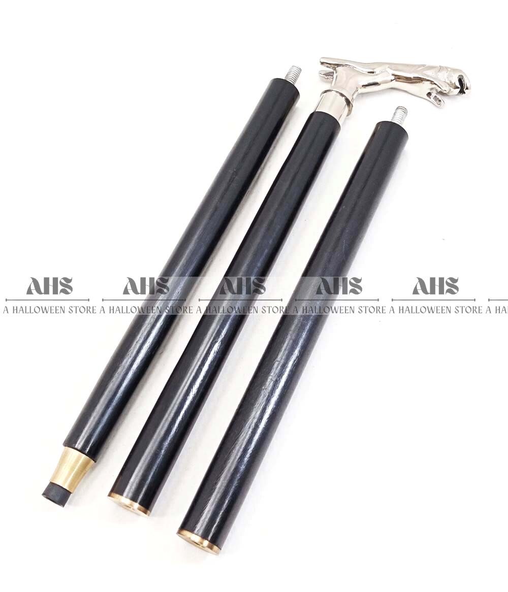 New Solid Antique Silver Brass Handle Wooden Walk… - image 7