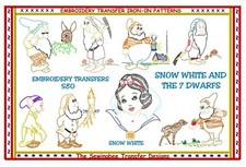 580 Vintage Snow White  the 7 Dwarfs Embroidery iron on Transfer