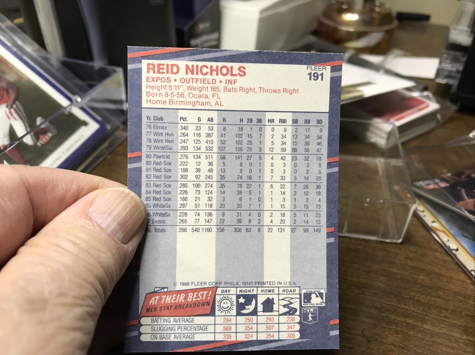 1988 Fleer Baseball FROM FACTORY SET 191 Reid Nichols eBay