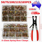 <!--F#f_0-->50/165pcs Adjustable Spring Hose Clamp Kit Petrol Fuel Line Water Pipe Tube Clip<!--F/-->