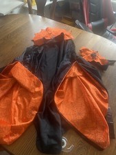Halloween Costume Black/orange Spider Web Kid Medium