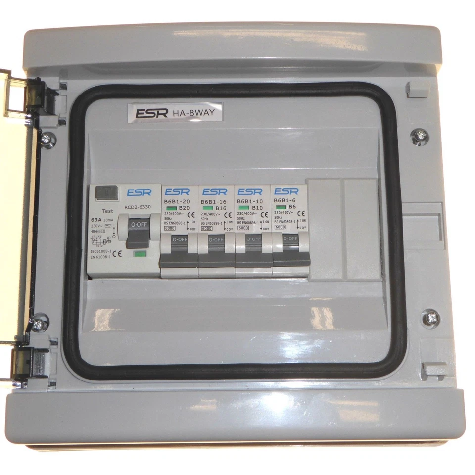 Garage RCD Weatherproof Consumer Unit 63A 30mA Trip 4 x MCB Circuit Breaker IP65 - Image 3 of 4