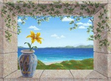 Ceramic Backsplash Tile Mural Beach Scene Seaside Ocean - Idyllic Sea with Lily