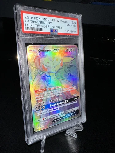 POKEMON LOST THUNDER GENESECT GX #224 SECRET RARE HOLO PSA 8 NM-MT