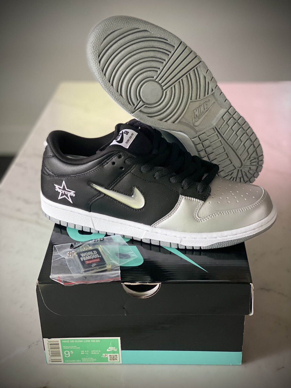 Onvervangbaar musical Zus Nike SB Dunk Low Supreme Jewel Swoosh Silver CK3480-001 2019 size 9.5 | eBay