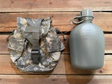 US Military Molle ACU 1QT MINT CANTEEN COVER & NEW 1QT FOLIAGE PLASTIC CANTEEN 