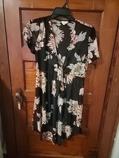 Ember , Black Floral Kimono With Front Tie M