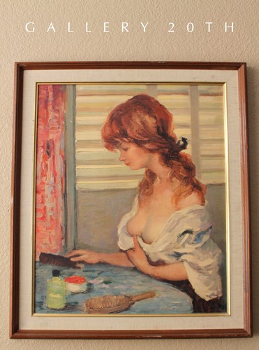 SUPERB! MCM MARCEL DYF PRINT! GIRL BOUDOIR WALL ART FRENCH MID CENTURY BOHO VTG