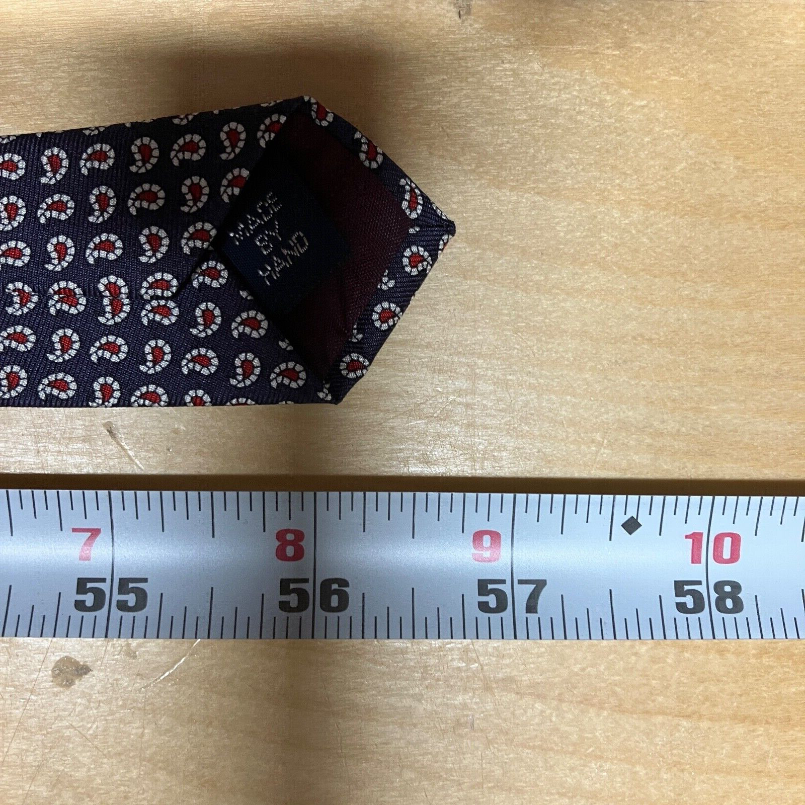 Ralph Lauren Tie Vintage Handmade Polo Blue Red Mini Paisley Print Silk Necktie thumbnail 9