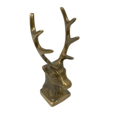 4-1/4" Antiqued Brass Stag Pen Holder and Paper Weight- Antique Vintage Style