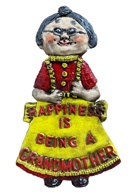 VTG  3D Grandma Wall Plaque HAPPINESS IS BEING A GRANDMOTHER 13x8 Granny Core