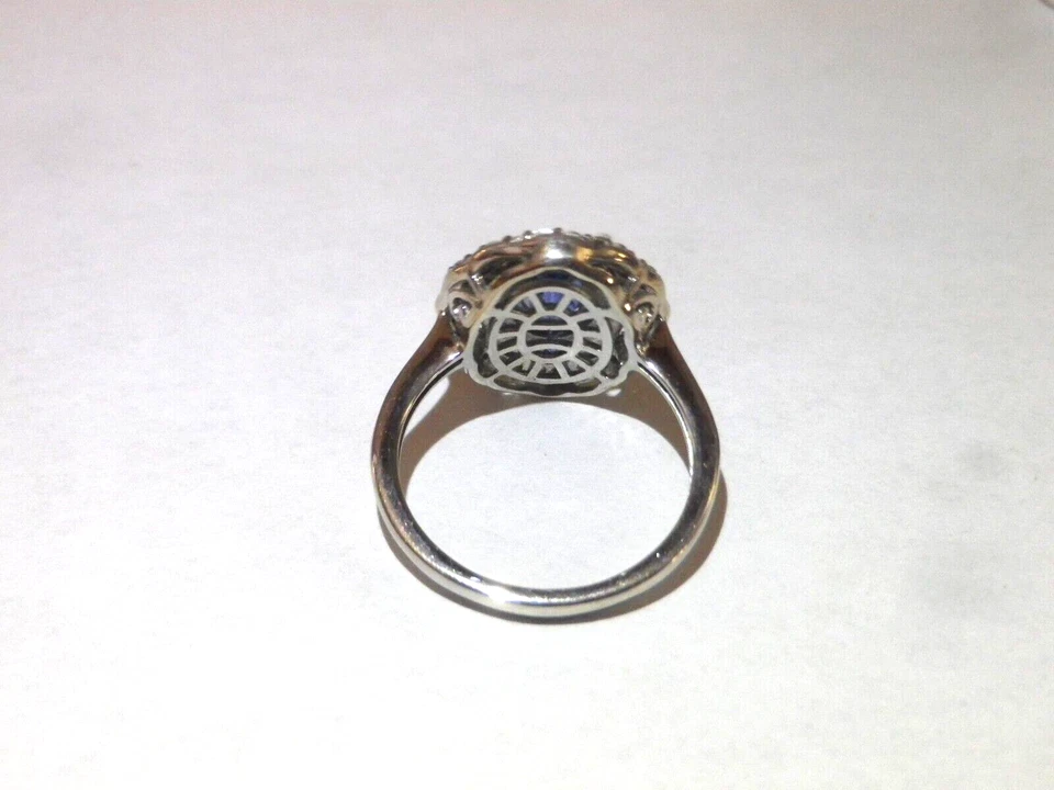 RING Kyanite White Zircon Ring Sterling Silver Rhodium Overlay, Size 8 - Image 4 of 4