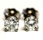 GIA certified 10k white gold .62ct I1 H-I round diamond 4 prong stud earrings — photo 1