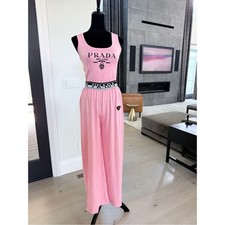 Prada Pink Tank Top with Wide-Leg Pants with pockets size M/L
