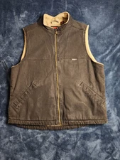 Wolverine Sherpa Lined Canvas Vest Mens Size XL Black Full Zip Outdoors Western