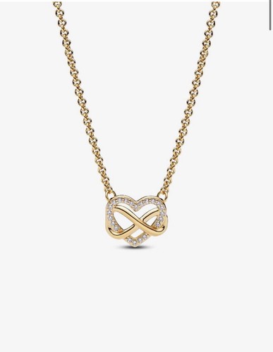 Pandora Sparkling Infinity Heart Collier Necklace Sterling 14k Gold 392666C01