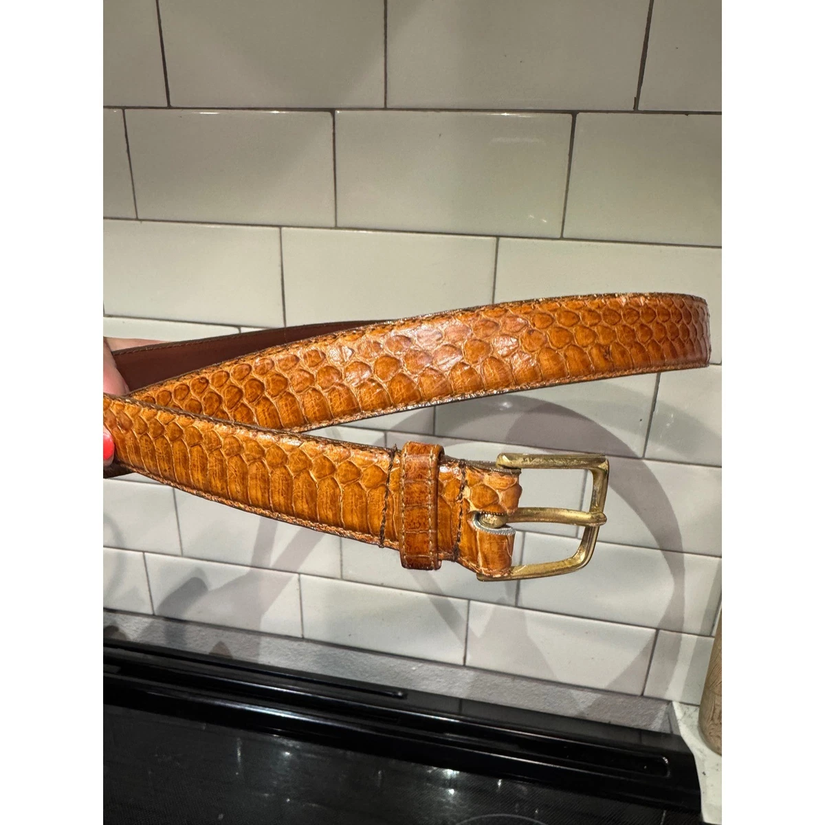 Brown Leather Snake Belts for Men for sale | eBay display picture 2